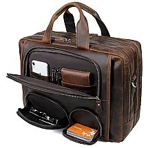 YOGCI Bolsa, Maleta de Couro Masculina para Laptop, Marrom