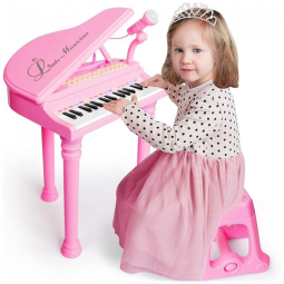 Brinquedos de piano para crianças para meninas - Piano para bebês de 31 teclas com som. Luzes. Música. Microfone