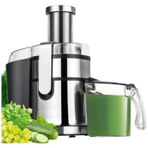 Centrifuga Suco Vegetais Anti gotejamento 800W Aço Inox. Silenciosa, 110v, MANNICE, Prateado