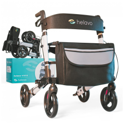 Andador Adulto Idoso com Apoio de Braço, Assento Acolchoado e Cesto, Suporta até 136 Quilos, HELAVO H1010, Preto