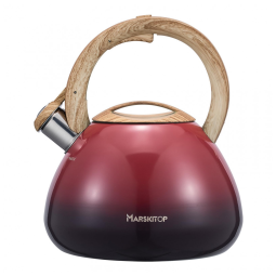 Chaleira de Chá 2.5L em Aço Inoxidável com Apito, MARSKITOP, Vermelho