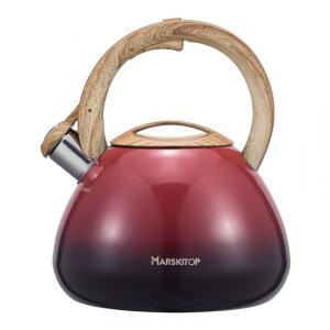 Chaleira de Chá 2.5L em Aço Inoxidável com Apito, MARSKITOP, Vermelho