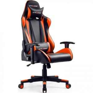 GTRACING Cadeira de Escritório Gamer Ergonômica e Ajustável com Apoio para Lombar, Preta e Azul