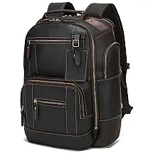 Mochila Masculina para Laptop 39cm 30L de Couro, TAERTII, Marrom