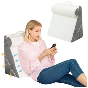 Conjunto de Travesseiros 3 Peças Ajustáveis em Altura 3 em 1 para Dormir, Refluxo Ácido e Alívio de Dor nas Costas, HAPACE, Branco e Cinza