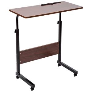 Mesa bandeja SIDUCAL, mesa cama lateral ajustável para sofá Mesa portátil com rodas Mesa sobreposta Carrinho para laptop, preto