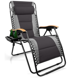 Cadeira Reclinável Ajustável Gravidade Zero com Apoio de Cabeça e Porta Copos, FREE SOLDIER, Cinza