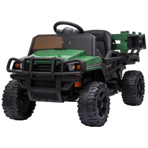 Trator Elétrico Infantil a Bateria 12V com Controle Remoto e Reboque, TOBBI, Verde