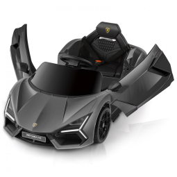Carro Elétrico Infantil, Lamborghini com Controle Remoto, Porta de Tesoura, MP3 Player, Luz LED e Assento Largo, 12V, ELEMARA, Cinza