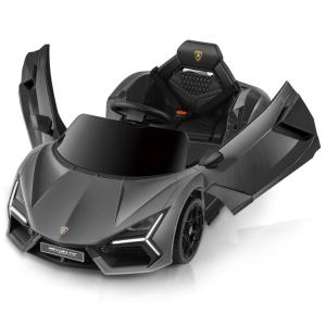 Carro Elétrico Infantil, Lamborghini com Controle Remoto, Porta de Tesoura, MP3 Player, Luz LED e Assento Largo, 12V, ELEMARA, Cinza