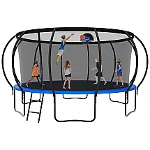 Cama Elastica Capacidade até 635 kg com Cesta de Basquete e Pólos Curvos, Elitezip, Azul