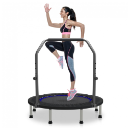 Mini Trampolim Dobrável HYD-Parts 48", 4 Alturas Ajustáveis, Macio, Estrutura Aço Inoxidável, Suporte Até 200 kg, Azul