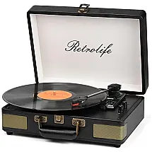Vitrola, Toca Discos Retro 3 Velocidades com Bluetooth e Alto Falantes Embutidos, RETROLIFE, Azul