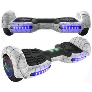 Hoverboard Elétrico com Alto Falante Bluetooth e Auto Equilíbrio para Crianças de 6 a 12 Anos, Emaxusa, Branco