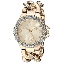 Relógio An analógico de qartzo feminino bracelete de aço inoxidável, 202, U.S. POLO ASSN. USC40242, Dorado