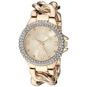 Relógio An analógico de qartzo feminino bracelete de aço inoxidável, 202, U.S. POLO ASSN. USC40242, Dorado