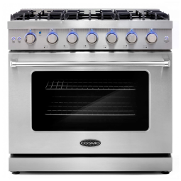 Fogão 6 bocas 91cm Cosmo inox forno a gás 170L convecção gaveta de armazenamento 110V