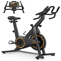 Bicicleta Ergométrica UREVO com Assento Ajustável e Suporte de Ipad, Preta