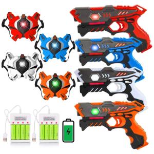 Pistola Infantil com Laser Infravermelho, Colete e Carregador de Bateria para 4 Jogadores, Idade de 6 a 12 Anos, VATOS