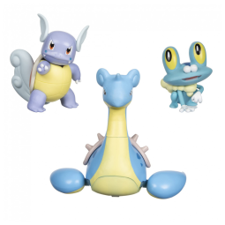 Jazwares Pokémon Battle Figure Kit - 3 Pack Temático Água com Froakie, Wartortle e Lapras