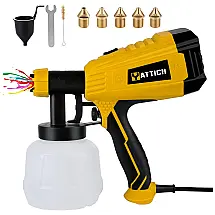 Pistola de Pintura Pulverizadora 1L com 5 Tamanhos de Pontas, 700W, Amarela, YATTICH YT 201 A, Amarelo