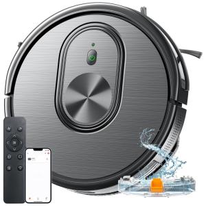 Aspirador Robô e Esfregão 3 em 1 com Controle por APP, Bluetooth, Alexa, Sucção Máxima de 1600Pa, 110V, XIEBro, Preto