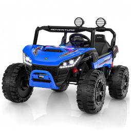 Carro Elétrico Infantil ANPABO Azul 24V 2 Lugares 4 Motores 200W Suspensão Rainbow LED Controle Bluetooth 5.1km/h