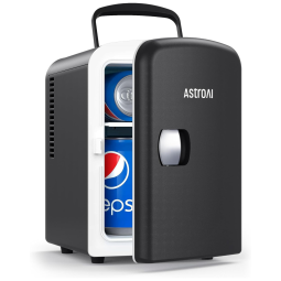 Mini Geladeira, Portátil AC, DC, 4L 6 Latas, 12V, ASTROAI, Preto