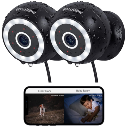 Câmera de Segurança Externa com Fio 2K, Visão Noturna Áudio de 2 Vias IP65 LaView Preta