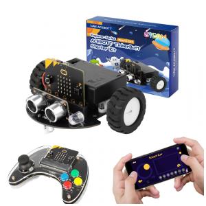 Kit robô carro ACEBOTT QD024 para BBC micro:bit V2 compatível Lego com app e controle remoto para programação STEM