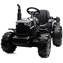 Trator Elétrico Infantil com Controle Remoto, Reboque e Velocidade até 8 km/h, 24V, Hikiddo, Preto