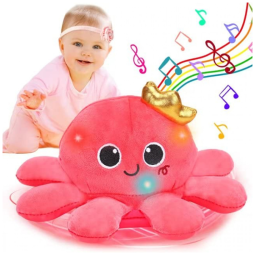 Polvo musical de pelúcia Tsomtto T899 com luz, fala gravada e movimento para engatinhar e caminhar