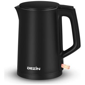 Chaleira Elétrica 1.7L com Desligamento Automático, Aço Inox e Proteção contra Fervura, 1000W, 110v, DEZIN, Preto