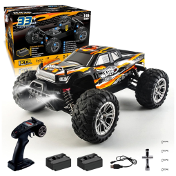Carrinho de Controle Remoto Off Road 4WD de Alta Velocidade com 2 Baterias Modulares, HScopter, Laranja