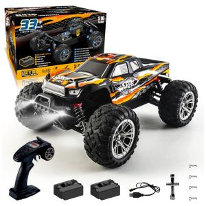 Carrinho de Controle Remoto Off Road 4WD de Alta Velocidade com 2 Baterias Modulares, HScopter, Laranja
