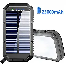Powerbank Carregador Solar 25000mAh Portatil Lanterna 36 LEDs Camping Ciclismo Nautica