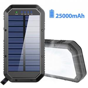 Powerbank Carregador Solar 25000mAh Portatil Lanterna 36 LEDs Camping Ciclismo Nautica