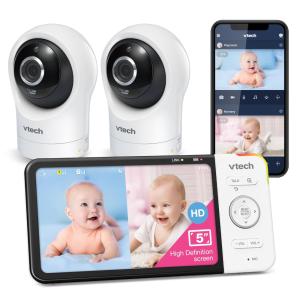Babá Eletrônica com 2 Câmeras, Acesso Remoto, Tela HD 720P, Visão Noturna, e Mais, VTech RM5764-2HD