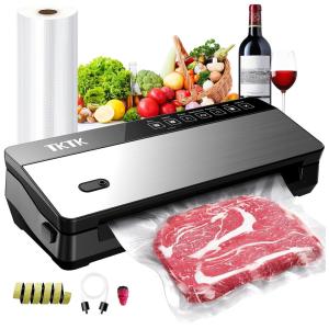 Seladora a Vácuo 7 em 1 para Alimentos Secos e Úmidos, TKTK V3520, Cinza