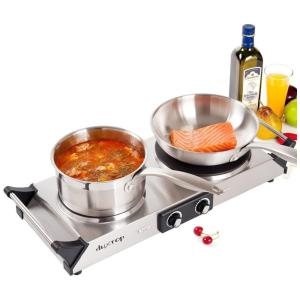 Cooktop Elétrico com 2 Queimadores e Temperatura Ajustável, 1800W, 110V, DUXTOP 3203 2Y, Prateado