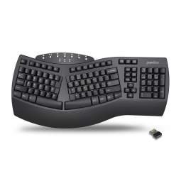 Teclado Ergonômico Sem Fio Recarregável Reduz a Tensão das Mãos com Descanso de Pulso, PERIXX 11354, Preto