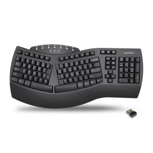 Teclado Ergonômico Sem Fio Recarregável Reduz a Tensão das Mãos com Descanso de Pulso, PERIXX 11354, Preto