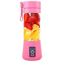 Mini Liquidificador Portátil 380mL com Carregamento USB e 6 Lâminas 3D, 150W, SAMADEX, Rosa