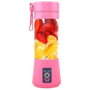 Mini Liquidificador Portátil 380mL com Carregamento USB e 6 Lâminas 3D, 150W, SAMADEX, Rosa