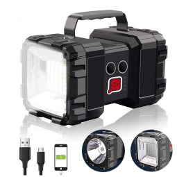 Lanterna LED Recarregável 12000 Lúmens com 4 Modos e Saída USB, ALPSWOLF, Preto