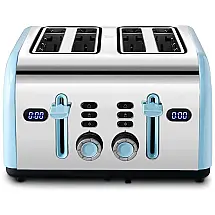 Torradeira Elétrica Retrô 4 Fatias com 7 Níveis de Tostagem, 1400W, 110v, REDMOND, Azul