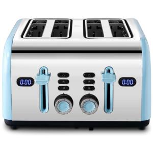 Torradeira Elétrica Retrô 4 Fatias com 7 Níveis de Tostagem, 1400W, 110v, REDMOND, Azul