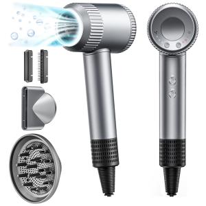 Secador de Cabelo Profissional com 2 Velocidades e 3 Temperaturas, 110v, BARSJA, Cinza