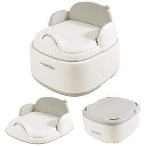Troninho em Forma de U 3 em 1 para Bebês, Assento de Treinamento com Step Stool, Smashier, Cinza e Branco