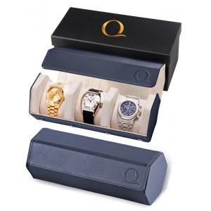 Caixa, Estojo para Relógios Protege e zena, 3 Lugares, QWATCHBANDS WATCH ROLL PARENT, Azul